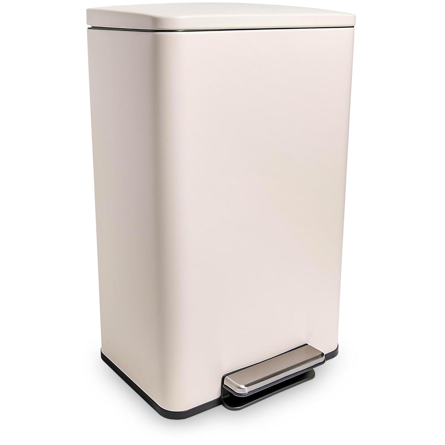SIMPLI-MAGIC 50 Liter / 13.2 Gallon Soft-Close, Smudge Resistant Trash Can with Foot Pedal and Built in Filter- Stainless Steel, Sleek Finish