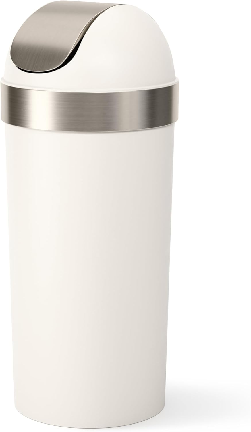 Umbra Vento Kitchen Trash Can with Open Top, Large 16-Gallon (62 L) Capacity, Black/Nickel