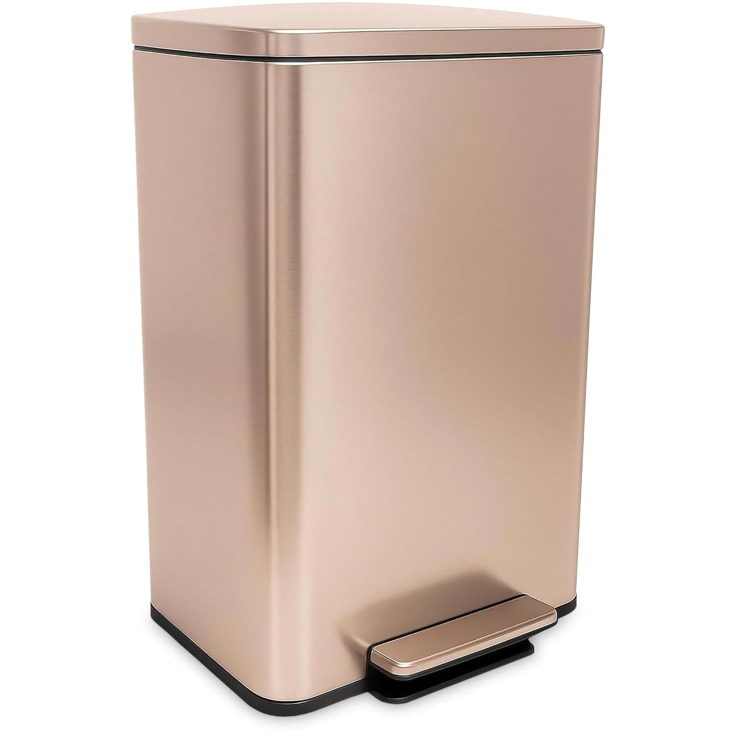 SIMPLI-MAGIC 50 Liter / 13.2 Gallon Soft-Close, Smudge Resistant Trash Can with Foot Pedal and Built in Filter- Stainless Steel, Sleek Finish