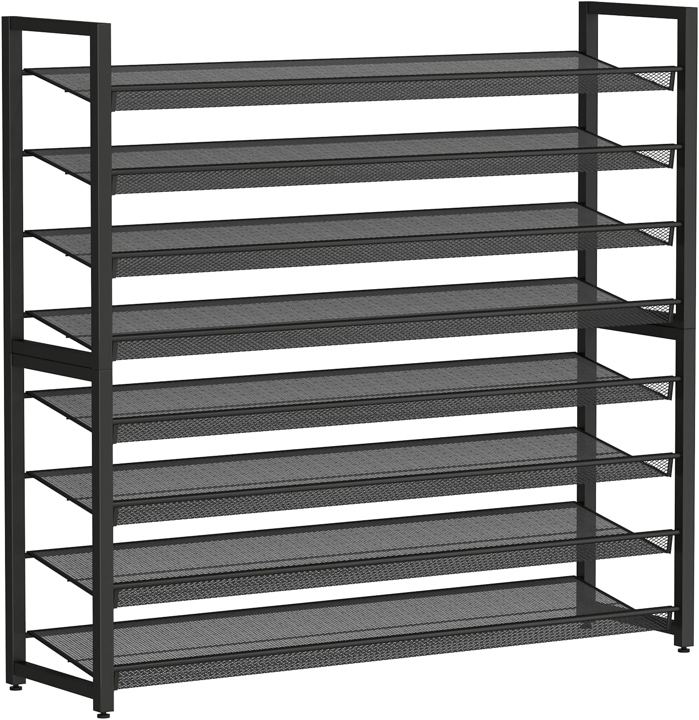 Metal Shoe Rack,Large 8 Tier Shoe Organizer, Heavy Duty Metal 4-Tier Stackable Shoe Storage Vertical Shoe Rack for Closet Front Door,Entrance,Entryway,Garage,Up to 50 Pairs,Black