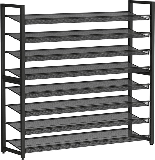 Metal Shoe Rack,Large 8 Tier Shoe Organizer, Heavy Duty Metal 4-Tier Stackable Shoe Storage Vertical Shoe Rack for Closet Front Door,Entrance,Entryway,Garage,Up to 50 Pairs,Black