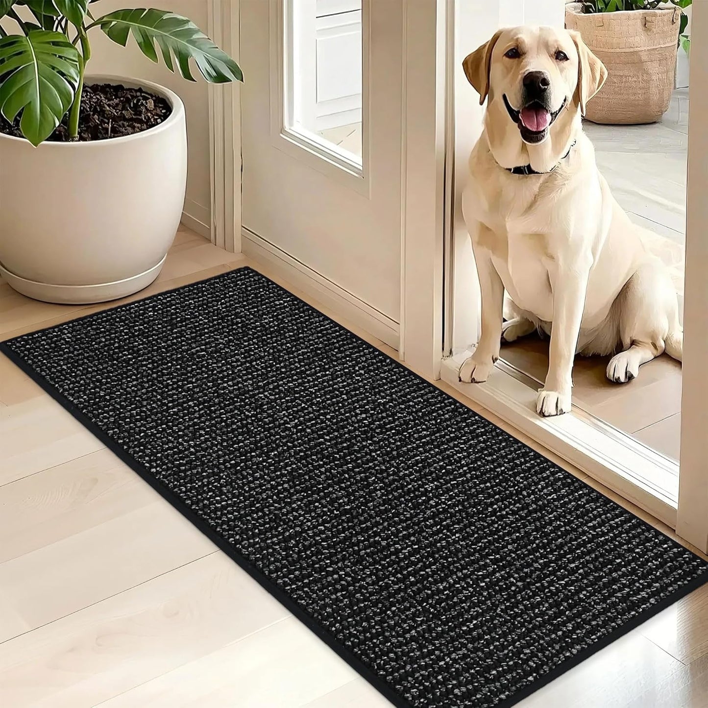 BEQHAUSE Dirt Trapper Door Mat 36" x 60", Non-Slip Washable Doormats Entrance Mat, Dirt Resistant and Absorbent Welcome Mat, Low Profile Floor Mats for Front Back Door and Entryway, Beige