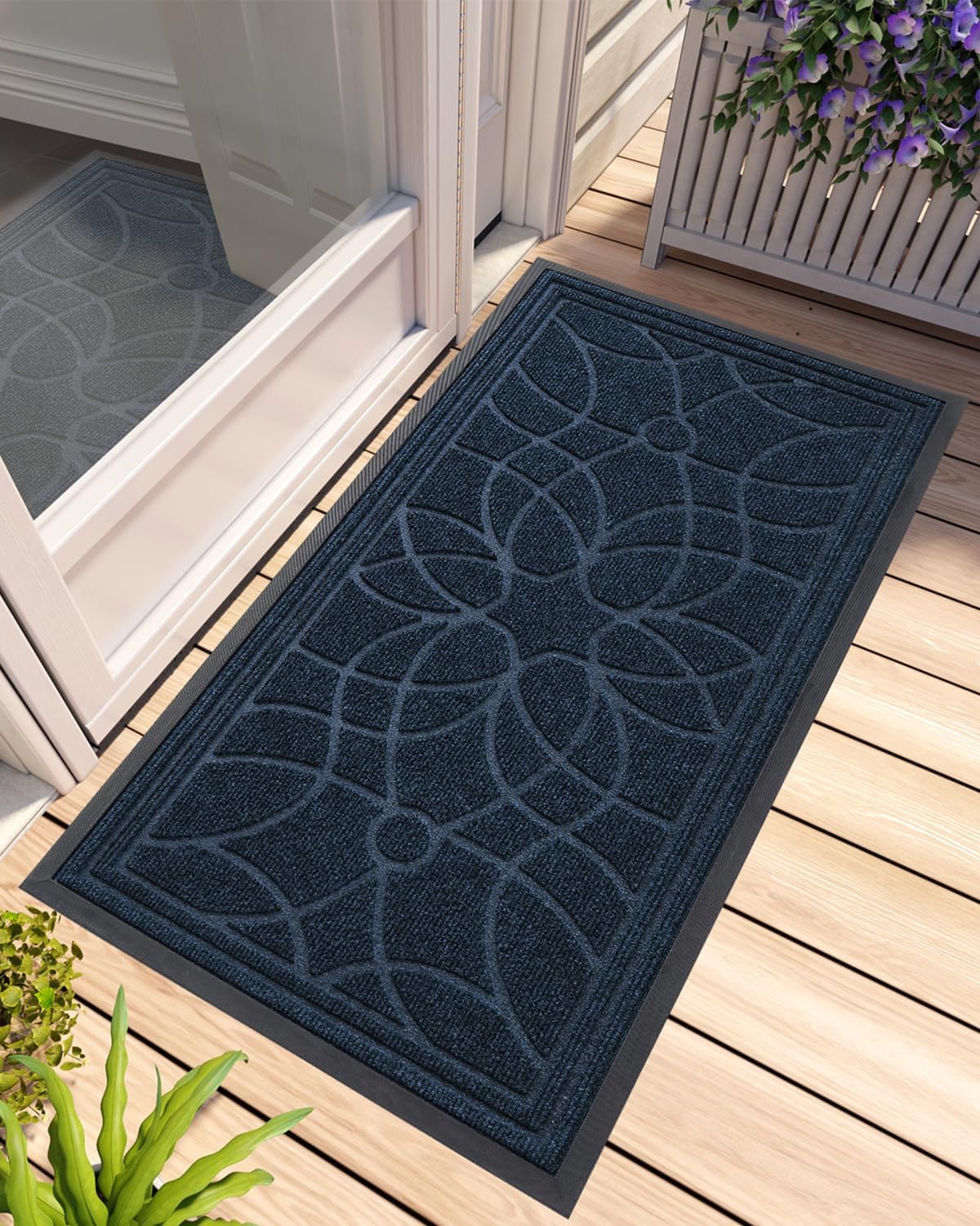DEXI Front Door Mat Outside Entrance, Heavy Duty Non Slip Low Profile Doormat for Entryway, Trap Dirt and Moisture Welcome Mats, Easy Clean, Patio, Garage, 6x4, Brown