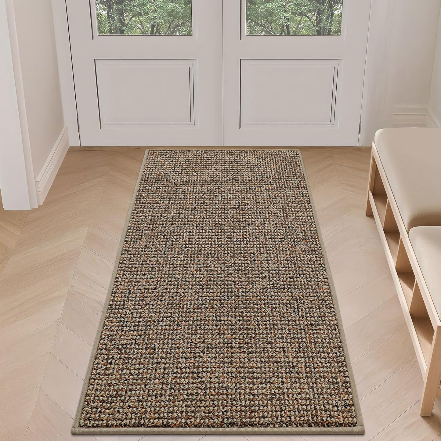 BEQHAUSE Dirt Trapper Door Mat 36" x 60", Non-Slip Washable Doormats Entrance Mat, Dirt Resistant and Absorbent Welcome Mat, Low Profile Floor Mats for Front Back Door and Entryway, Beige