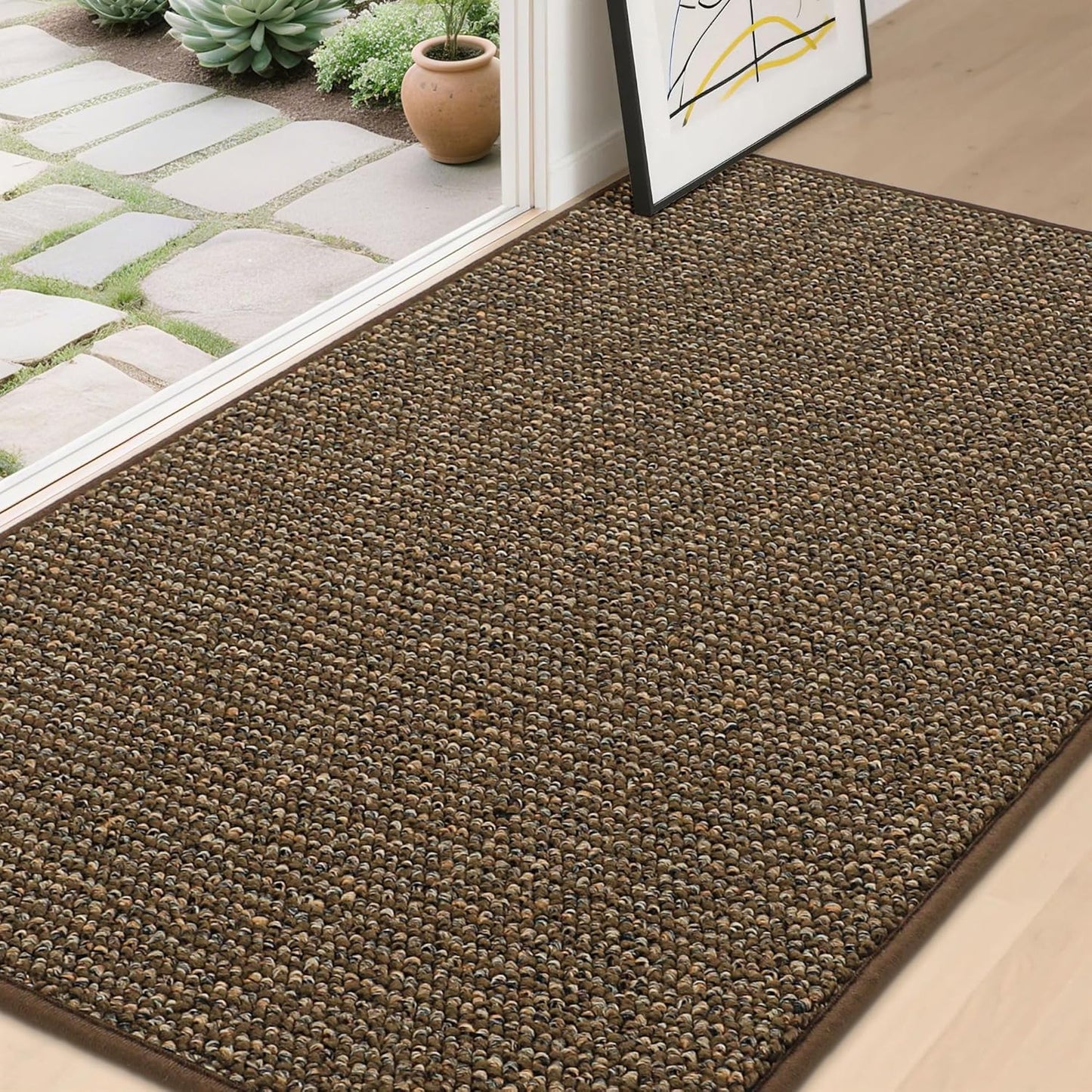 BEQHAUSE Dirt Trapper Door Mat 36" x 60", Non-Slip Washable Doormats Entrance Mat, Dirt Resistant and Absorbent Welcome Mat, Low Profile Floor Mats for Front Back Door and Entryway, Beige