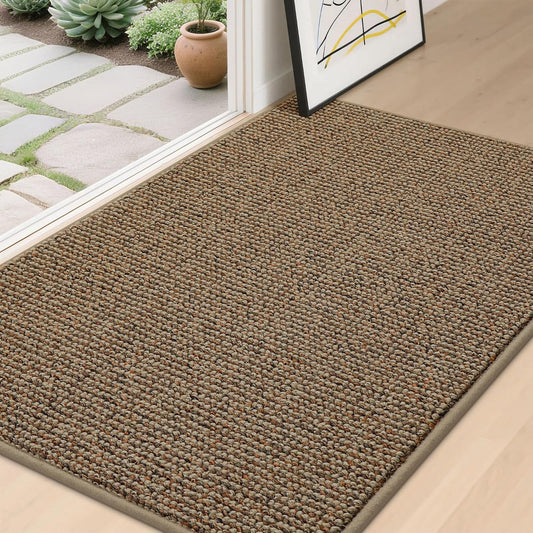 BEQHAUSE Dirt Trapper Door Mat 32" x 48", Non-Slip Washable Doormats Entrance Mat, Dirt Resistant and Absorbent Welcome Mat, Low Profile Floor Mats for Front Back Door and Entryway, Beige