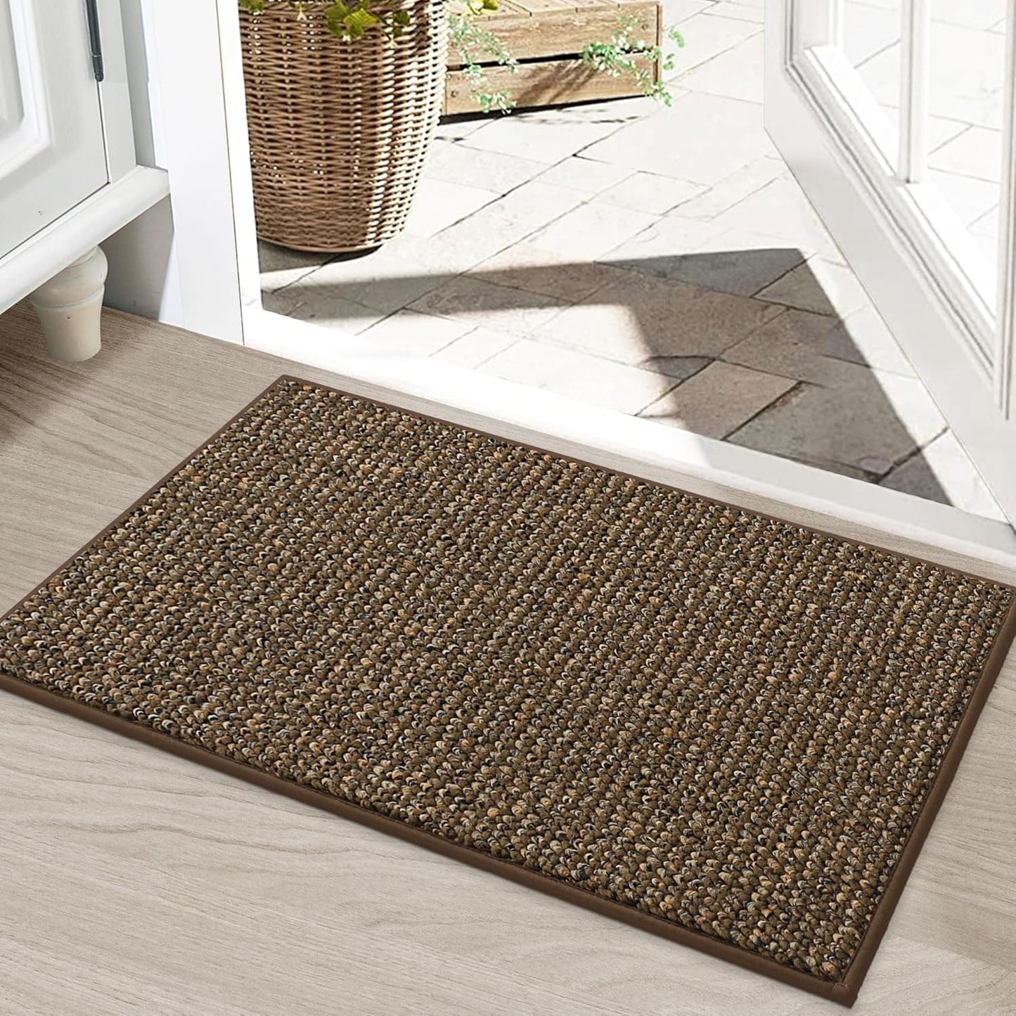 BEQHAUSE Dirt Trapper Door Mat 36" x 60", Non-Slip Washable Doormats Entrance Mat, Dirt Resistant and Absorbent Welcome Mat, Low Profile Floor Mats for Front Back Door and Entryway, Beige