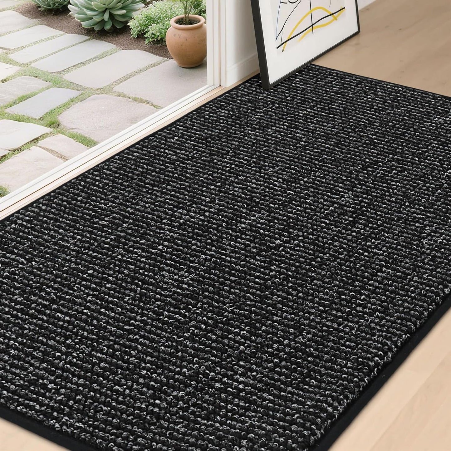 BEQHAUSE Dirt Trapper Door Mat 36" x 60", Non-Slip Washable Doormats Entrance Mat, Dirt Resistant and Absorbent Welcome Mat, Low Profile Floor Mats for Front Back Door and Entryway, Beige