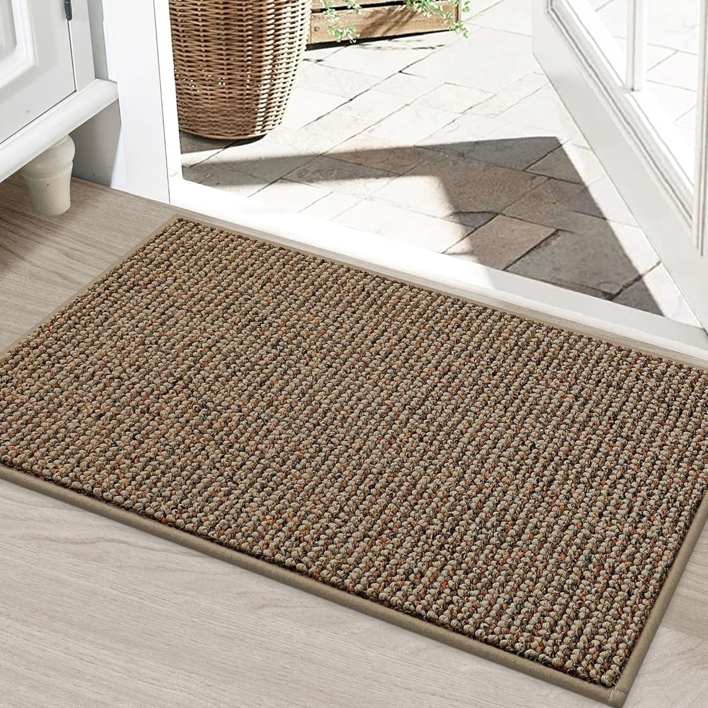 BEQHAUSE Dirt Trapper Door Mat 36" x 60", Non-Slip Washable Doormats Entrance Mat, Dirt Resistant and Absorbent Welcome Mat, Low Profile Floor Mats for Front Back Door and Entryway, Beige