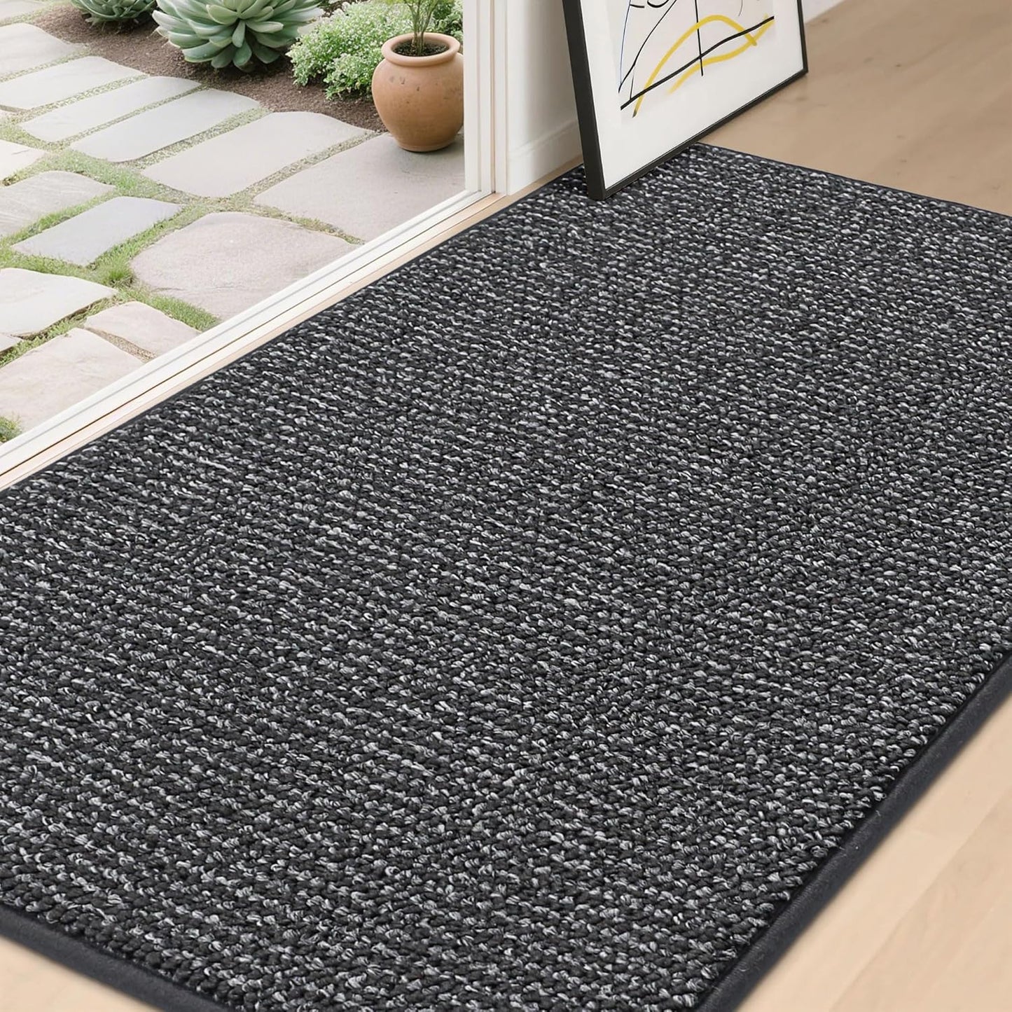 BEQHAUSE Dirt Trapper Door Mat 36" x 60", Non-Slip Washable Doormats Entrance Mat, Dirt Resistant and Absorbent Welcome Mat, Low Profile Floor Mats for Front Back Door and Entryway, Beige