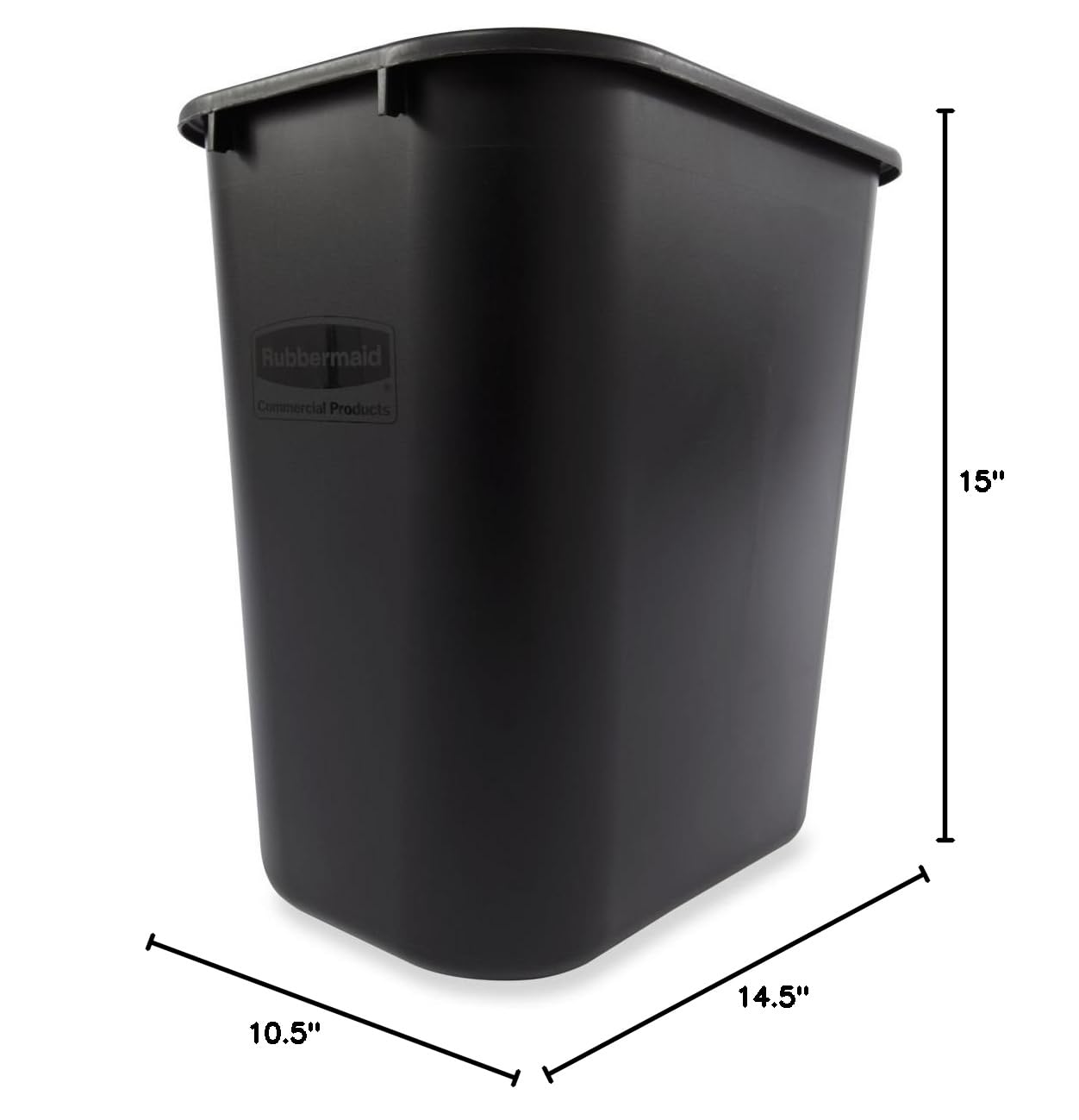 Rubbermaid Commercial Products Resin Wastebasket/Trash Can, 7-Gallon/28-Quart, Black, Plastic, for Bedroom/Bathroom/Office, Fits Under Desk/Sink/Cabinet