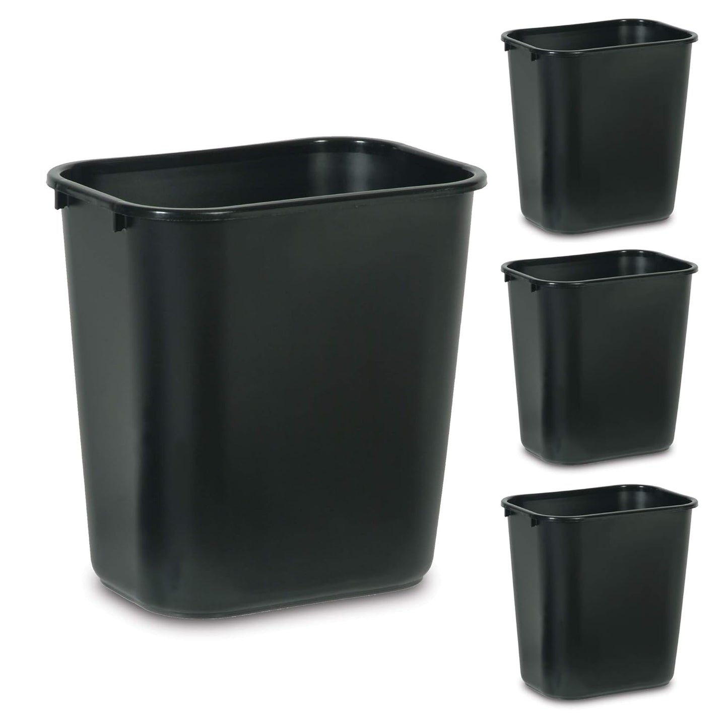 Rubbermaid Commercial Products Resin Wastebasket/Trash Can, 7-Gallon/28-Quart, Black, Plastic, for Bedroom/Bathroom/Office, Fits Under Desk/Sink/Cabinet