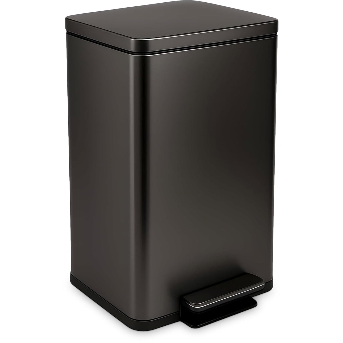 SIMPLI-MAGIC 50 Liter / 13.2 Gallon Soft-Close, Smudge Resistant Trash Can with Foot Pedal and Built in Filter- Stainless Steel, Sleek Finish