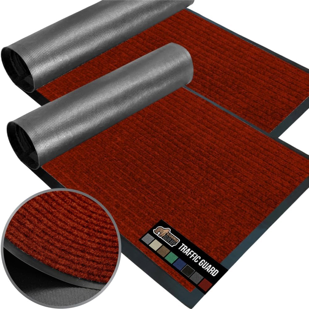 GORILLA GRIP Traffic Guard Door Mat, 72x48, Heavy Duty Welcome Mats, Commercial Office Space Doormat, Waterproof, Fade Resistant, Strong Rubber Backing, Low Profile, Shoe and Boot Scraper, Jet Black