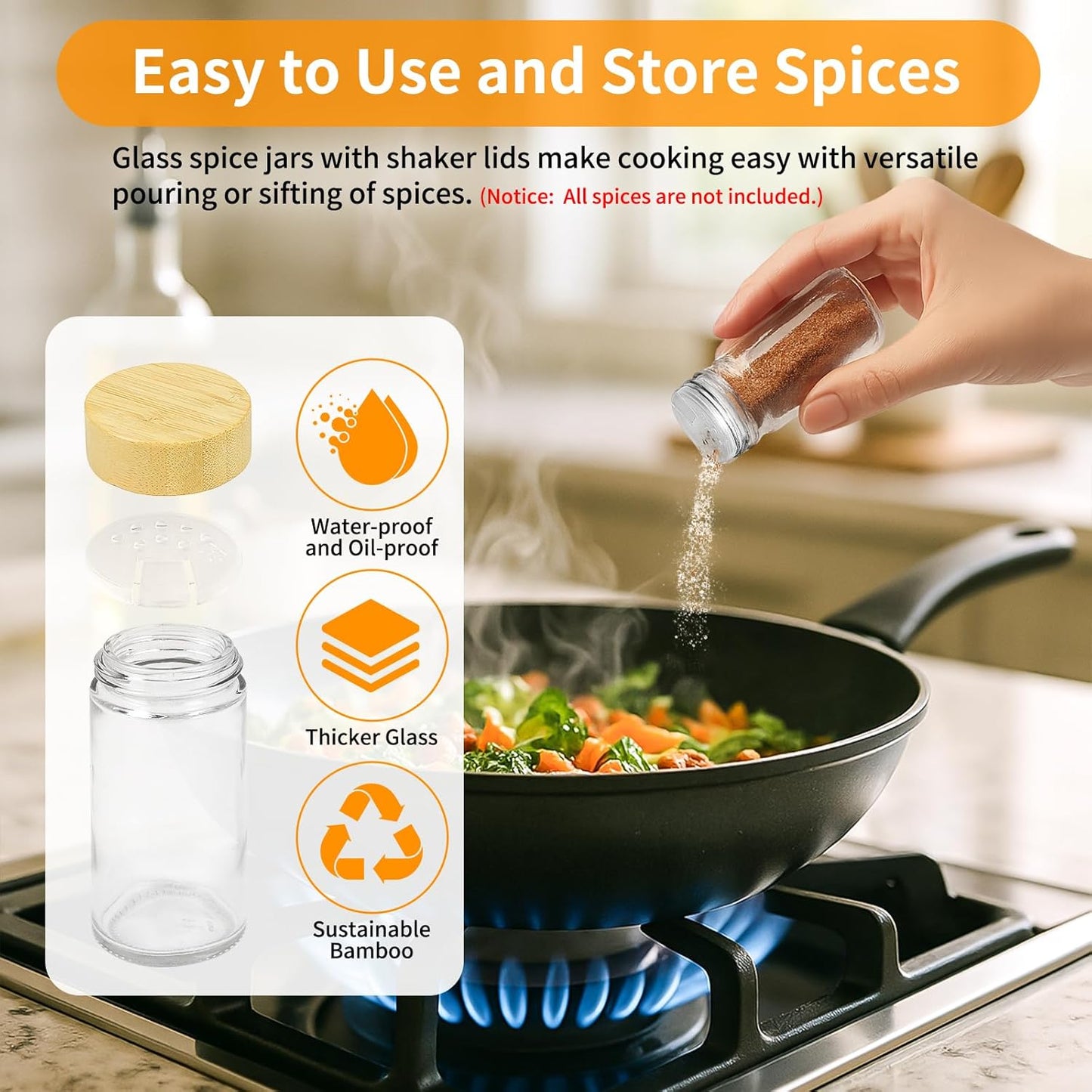 16-Jar Rotating Countertop Spice Rack Organizer,A Cabinet-Compatible Spice Rack Organizer,High-Aesthetic Wooden Countertop Tower Storage Box, Equipped With Reusable Diy Labels/Strainer/Marker