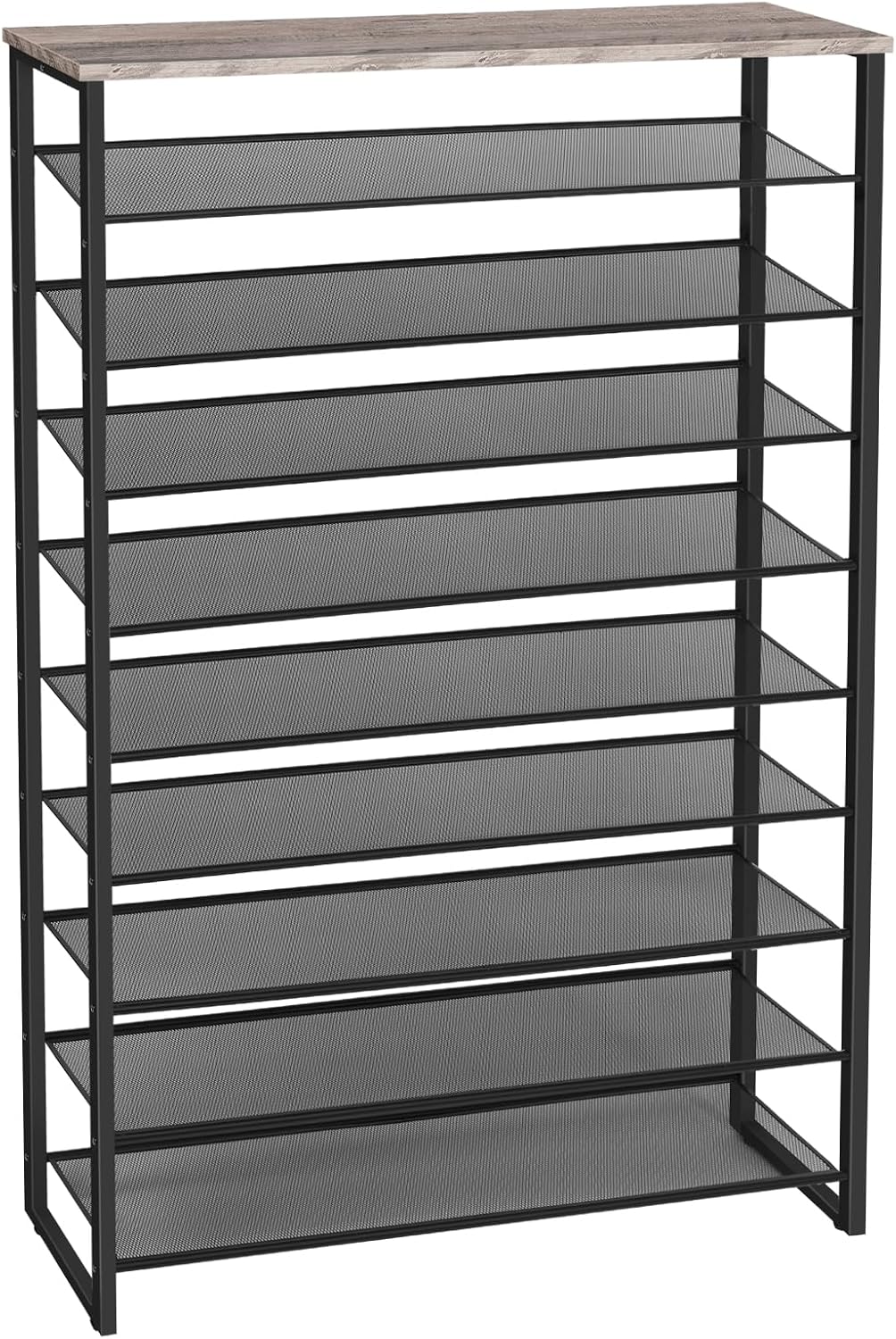 HOOBRO 10-Tier Shoe Rack, 29.5" L Shoe Storage Organizer, Large Capacity Shoe Shelf for Front Door Entrance, Entryway, Hallway, Holds 36-40 Pairs of Shoes, Closet, Rustic Brown and Black BF107XJ01