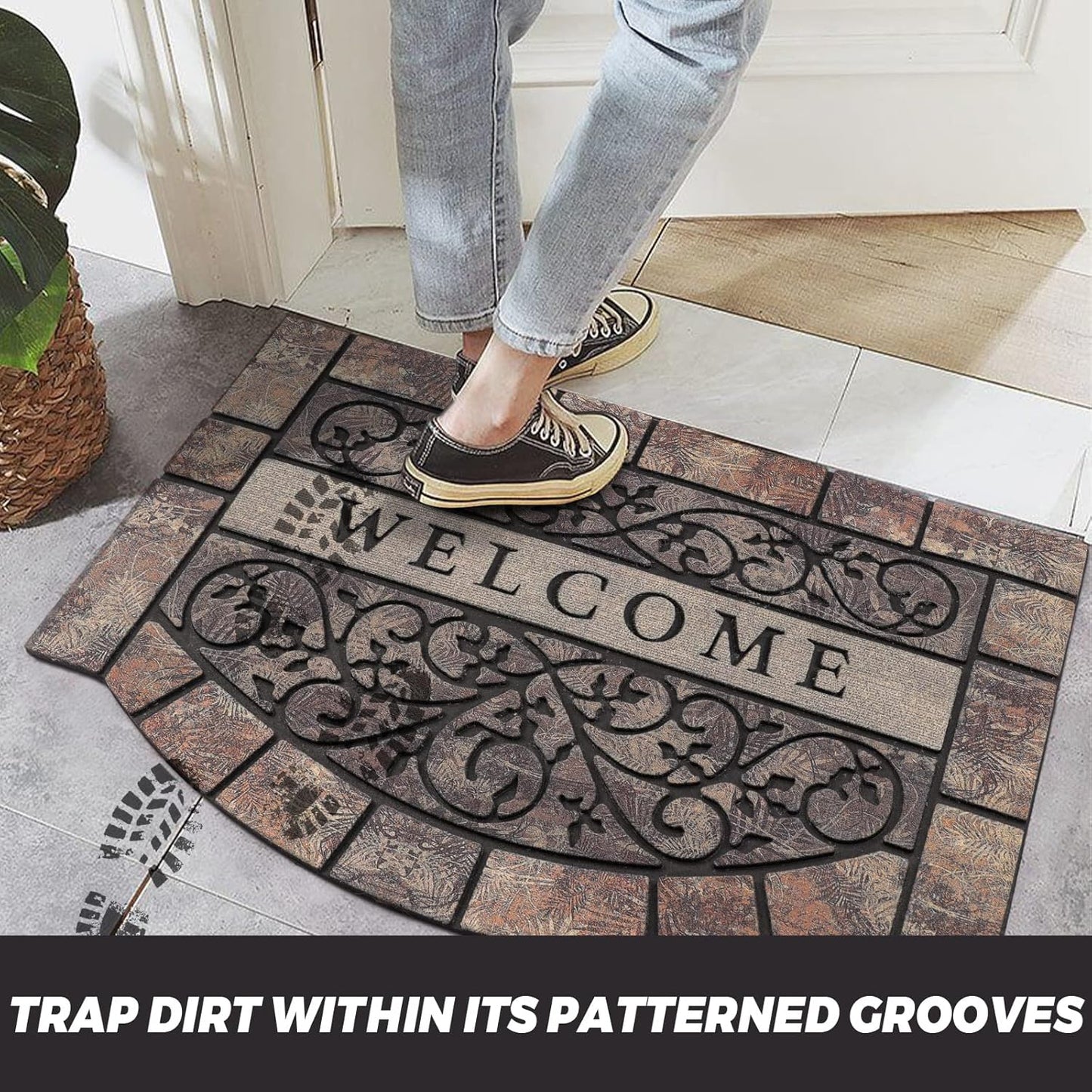 Thick Welcome Mats Outdoor, 24 * 36" Large Front Door Mat Entrance, Durable Welcome Mat for Front Door, Heavy Duty No Slip Rubber Outdoor Mats for Home Entrance
