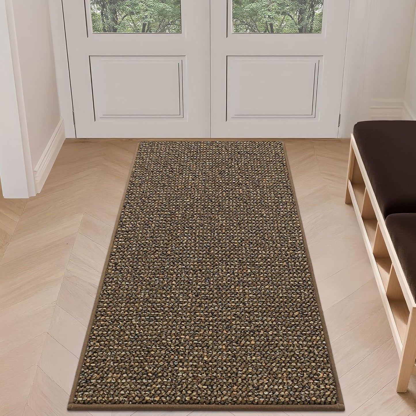 BEQHAUSE Dirt Trapper Door Mat 36" x 60", Non-Slip Washable Doormats Entrance Mat, Dirt Resistant and Absorbent Welcome Mat, Low Profile Floor Mats for Front Back Door and Entryway, Beige