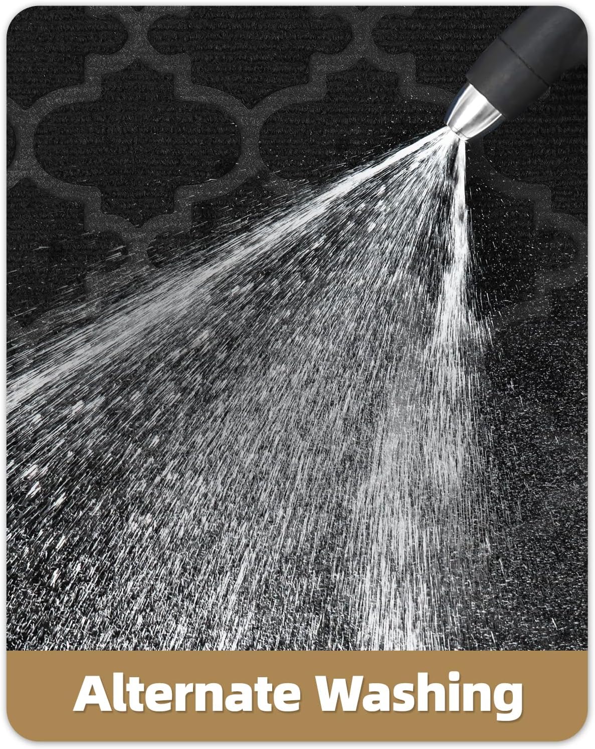 Color&Geometry Front Door Mat Outside Entrance, Heavy Duty Non Slip Low Profile Doormat for Entryway, Trap Dirt and Moisture Welcome Mats All-Weather, Easy Clean, Patio, Garage, 24"x36" Black