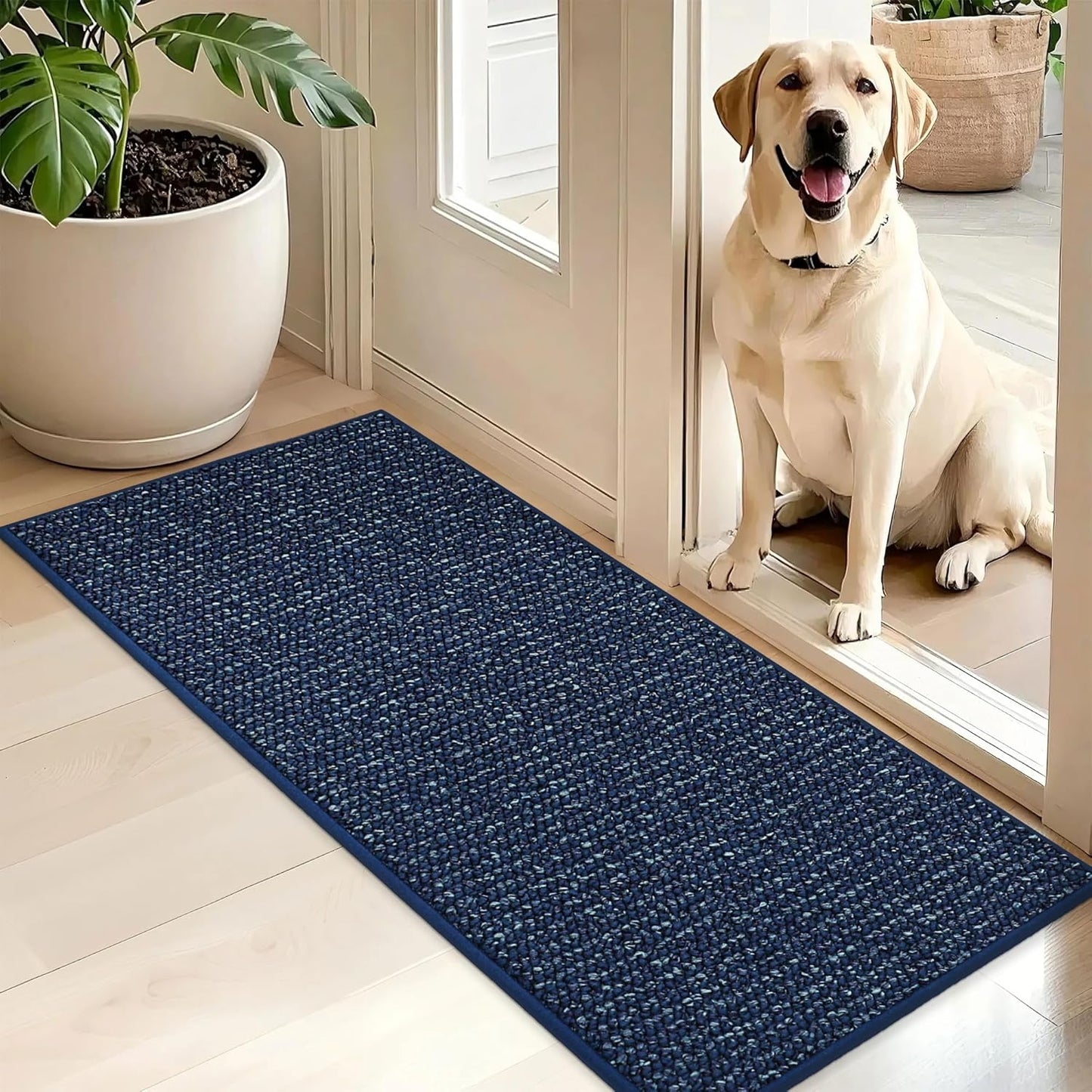 BEQHAUSE Dirt Trapper Door Mat 36" x 60", Non-Slip Washable Doormats Entrance Mat, Dirt Resistant and Absorbent Welcome Mat, Low Profile Floor Mats for Front Back Door and Entryway, Beige