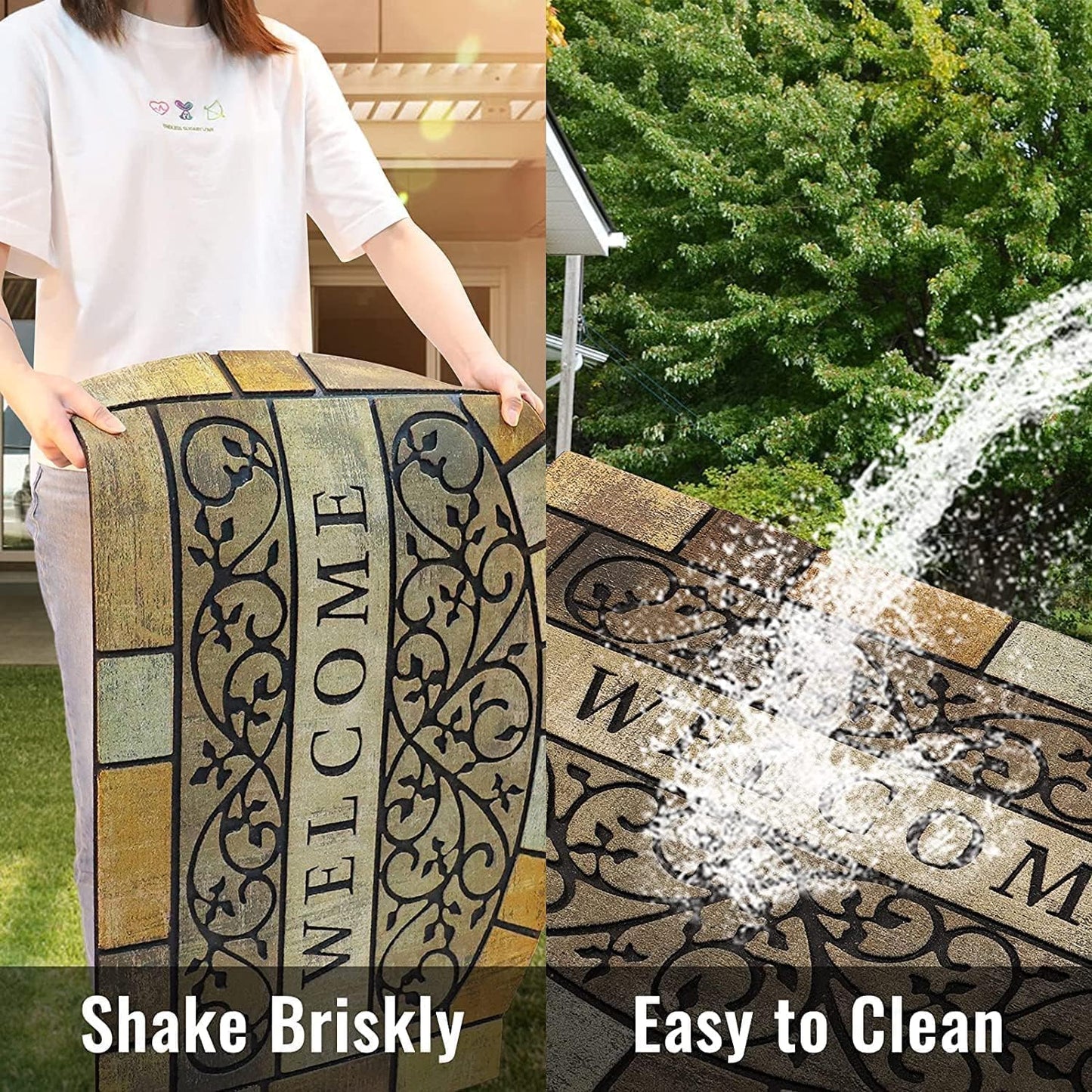 Durable Welcome Door Mats, 24"x36" Heavy-Duty Large Outdoor Mat for Front Door with Non-Slip Rubber Backing for Outside Entry, Garage, Patio, High Traffic Area