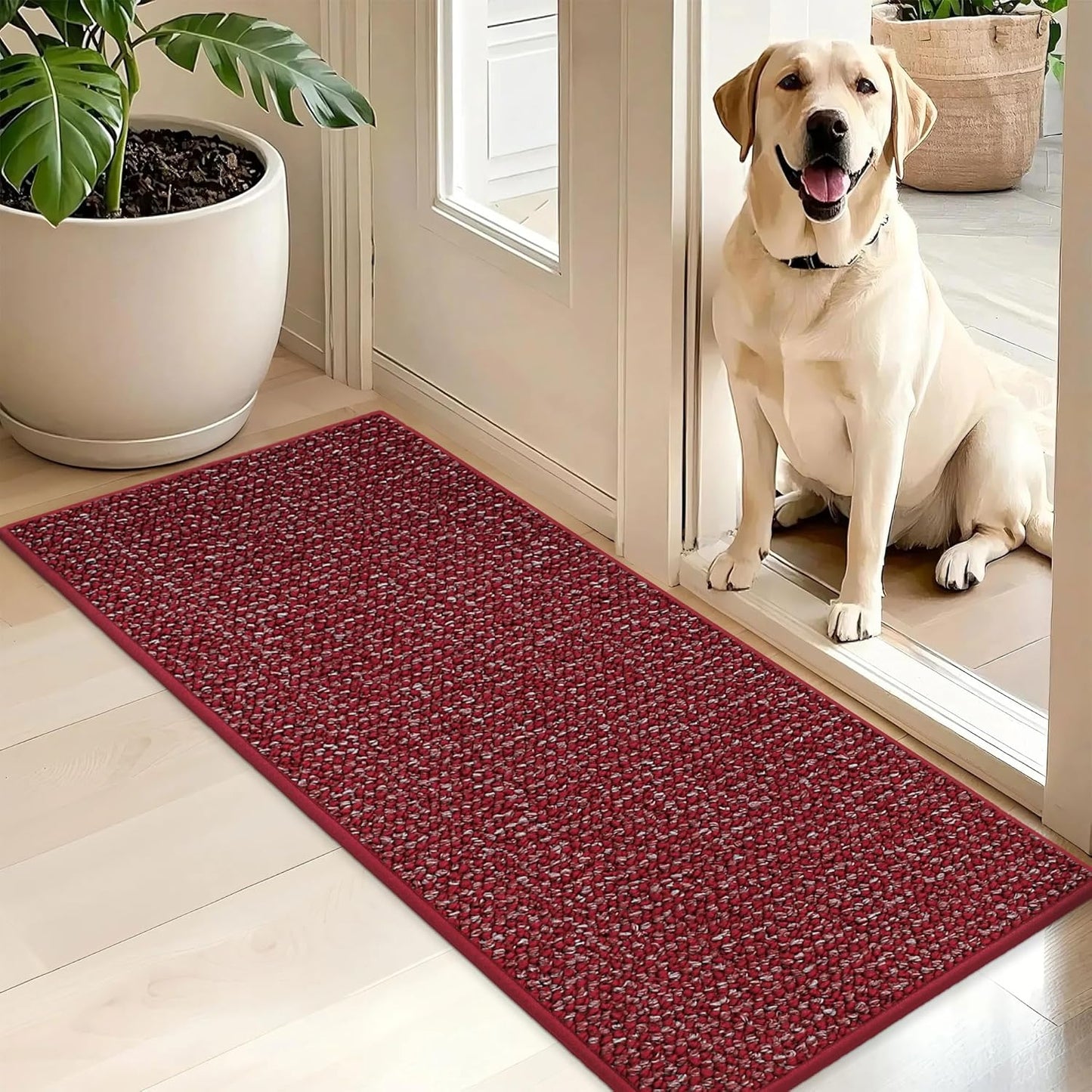BEQHAUSE Dirt Trapper Door Mat 36" x 60", Non-Slip Washable Doormats Entrance Mat, Dirt Resistant and Absorbent Welcome Mat, Low Profile Floor Mats for Front Back Door and Entryway, Beige