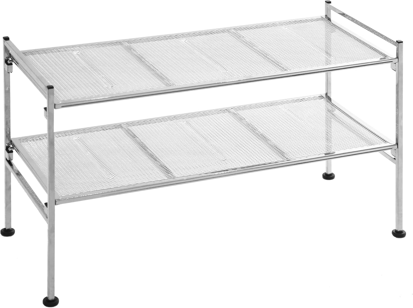 Seville Classics Sturdy Freestanding Storage Shelf for Bedroom, Closet, Entryway, Dorm Room Organizer, Stackable Durable Metal Shoe Rack, Espresso Slat, 3-Tier (2-Pack)