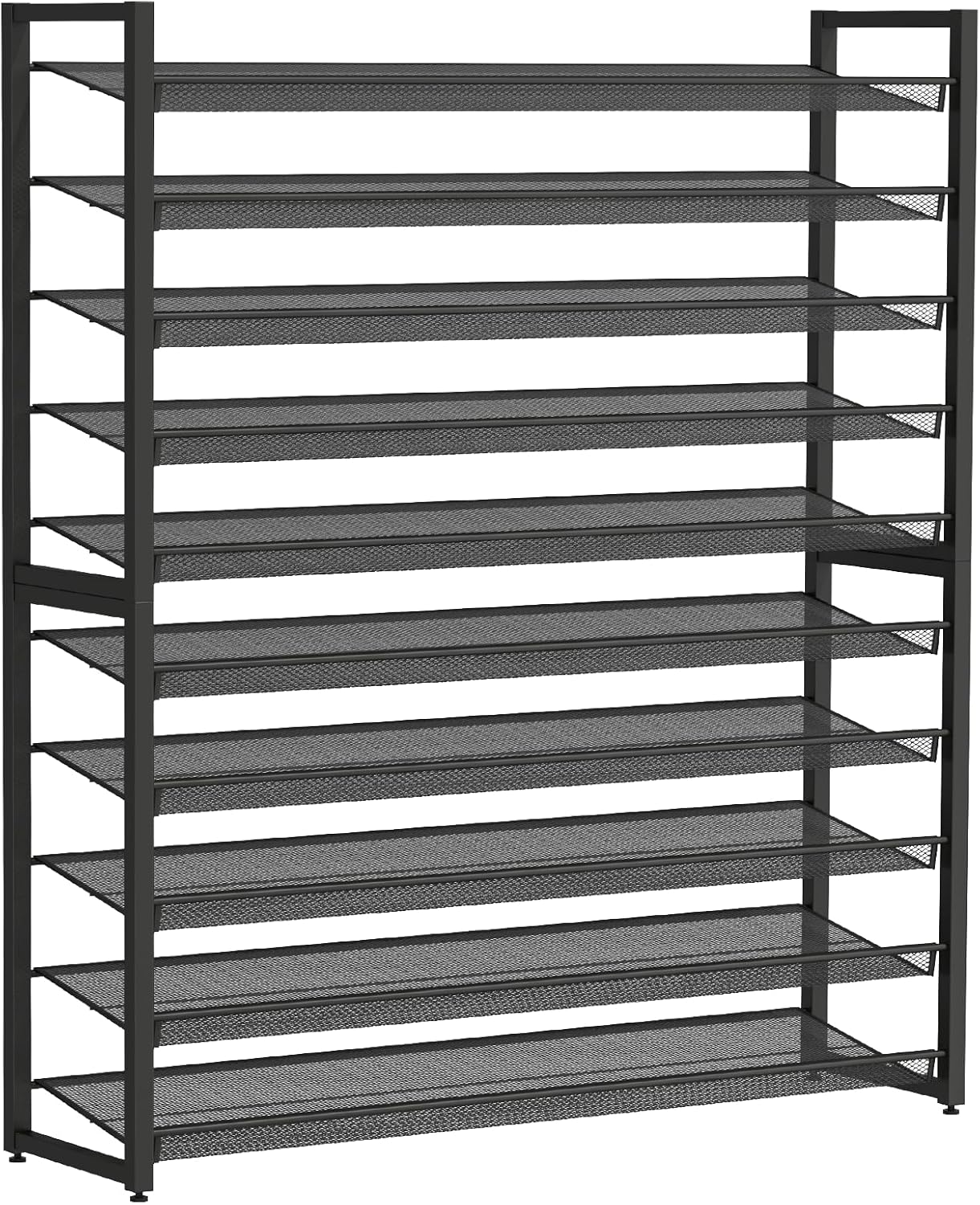 Metal Shoe Rack,Large 8 Tier Shoe Organizer, Heavy Duty Metal 4-Tier Stackable Shoe Storage Vertical Shoe Rack for Closet Front Door,Entrance,Entryway,Garage,Up to 50 Pairs,Black