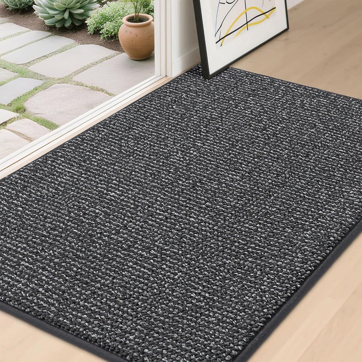BEQHAUSE Dirt Trapper Door Mat 36" x 60", Non-Slip Washable Doormats Entrance Mat, Dirt Resistant and Absorbent Welcome Mat, Low Profile Floor Mats for Front Back Door and Entryway, Beige