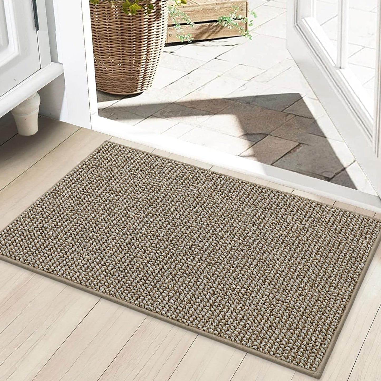 BEQHAUSE Dirt Trapper Door Mat 36" x 60", Non-Slip Washable Doormats Entrance Mat, Dirt Resistant and Absorbent Welcome Mat, Low Profile Floor Mats for Front Back Door and Entryway, Beige
