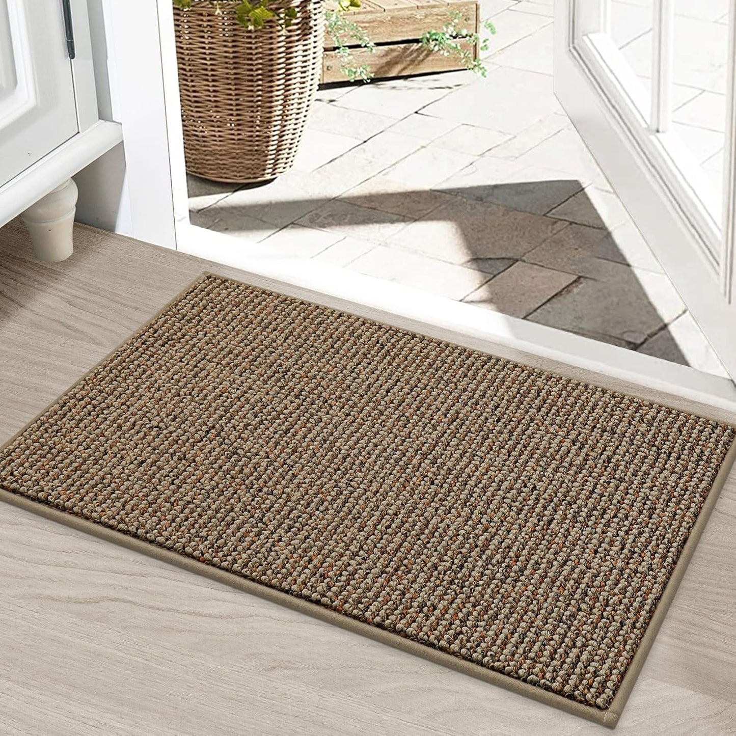 BEQHAUSE Dirt Trapper Door Mat 36" x 60", Non-Slip Washable Doormats Entrance Mat, Dirt Resistant and Absorbent Welcome Mat, Low Profile Floor Mats for Front Back Door and Entryway, Beige